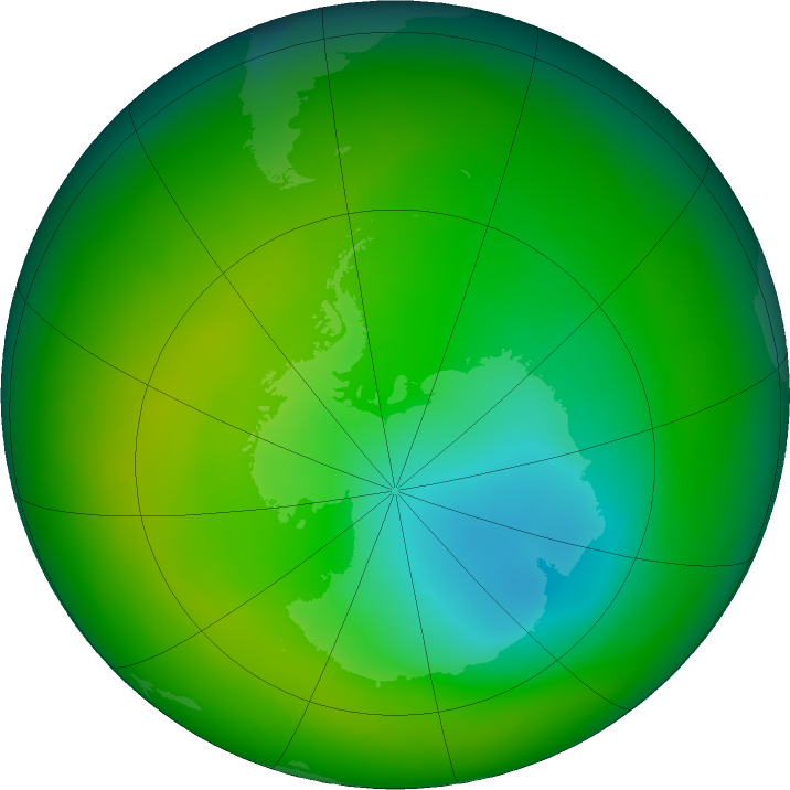 Antarctic ozone map for November 2017